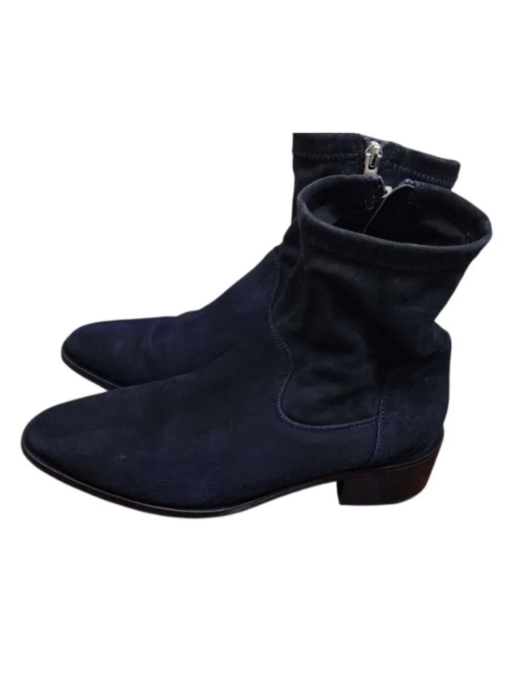 Aquatalia Italy Navy Blue Suede Ankle Boots Women’s 8 Waterproof Sock Booties